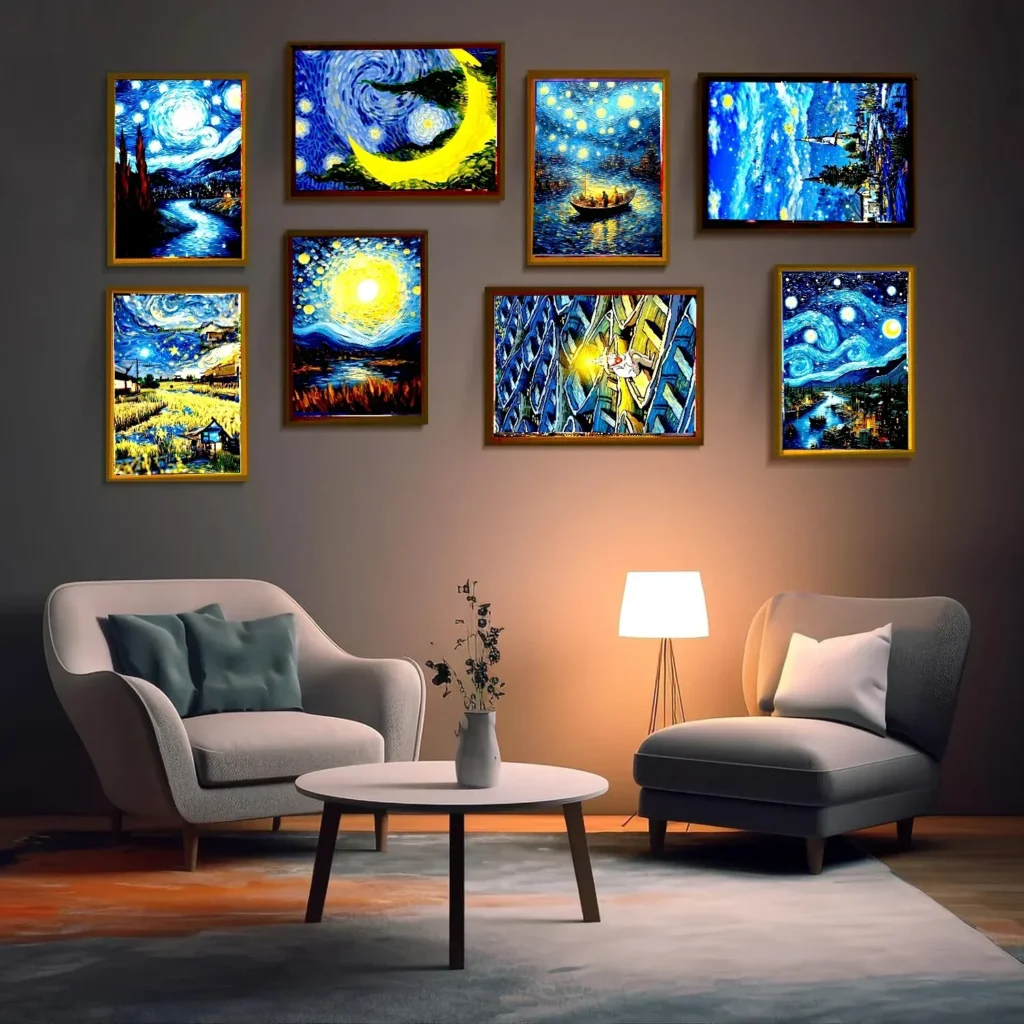 Van Gogh Light Painting Picture Frame