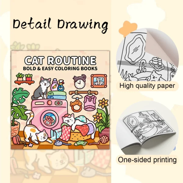 Cat Routine Coloring Book – Cute Cat-Themed Relaxing Coloring Book