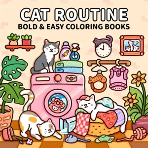 The Booklet 23 Cat Routine Coloring Book – Cute Cat-Themed Relaxing Coloring Book